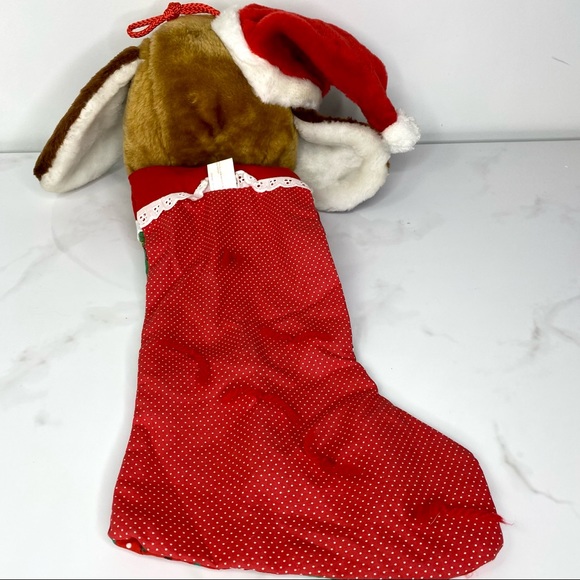 Vintage Smithy BASSET HOUND Dog Christmas Stocking Plush Quilted Patchwork 23” - Picture 2 of 12